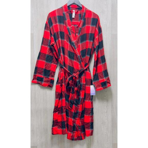 Stars Above Red Buffalo Check Fleece Knee Length Robe Women Size XL/XXL - Picture 1 of 3